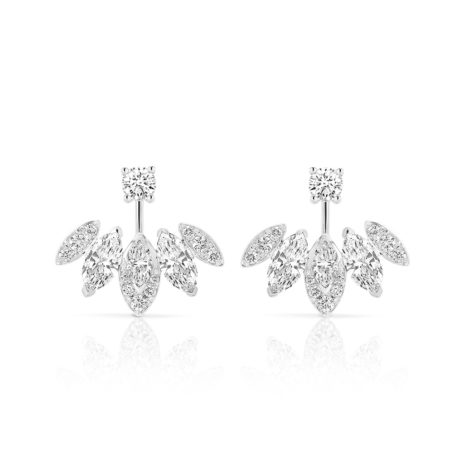 Marquise and Round Pave Diamond Fan Earrings - Gregory Jewellers