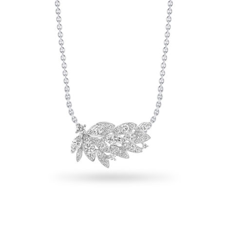 Marquise and Round Pave Diamond Feather Necklace - Gregory Jewellers