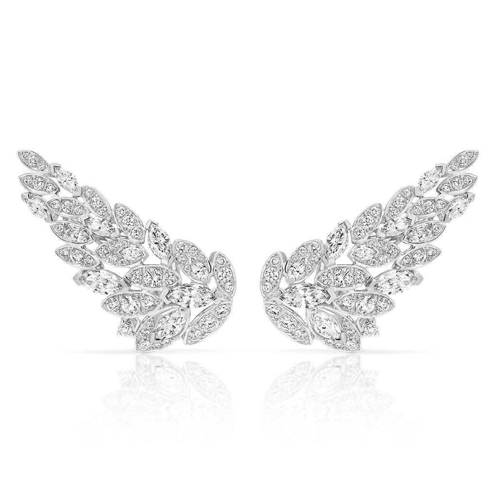 Marquise and Round Pave Diamond Wing Earrings - Gregory Jewellers