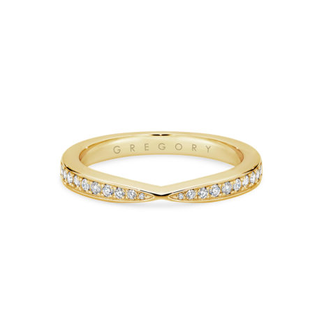 Fine Tapered Pave Set Diamond Band in Yellow Gold - Gregory Jewellers