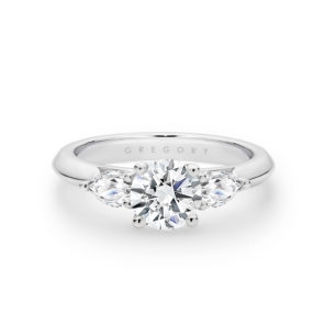 Trilogy ring with diamond on sale shoulders