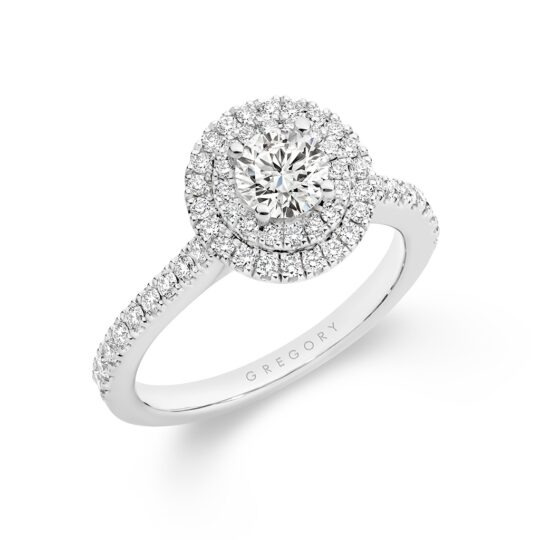 Round Brilliant Double Halo Diamond Engagement Ring - A2431