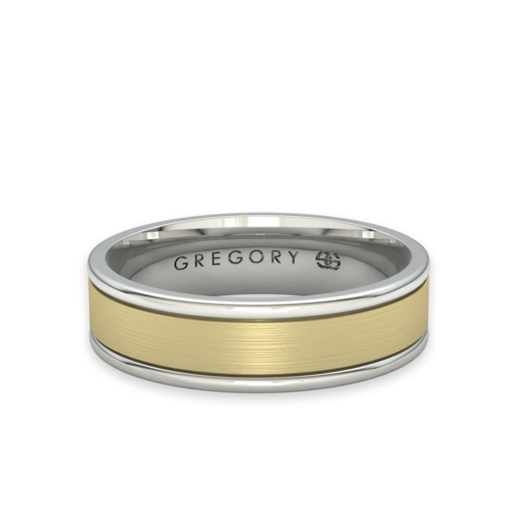 White & Yellow Gold Modern Wedding Band - Gregory Jewellers