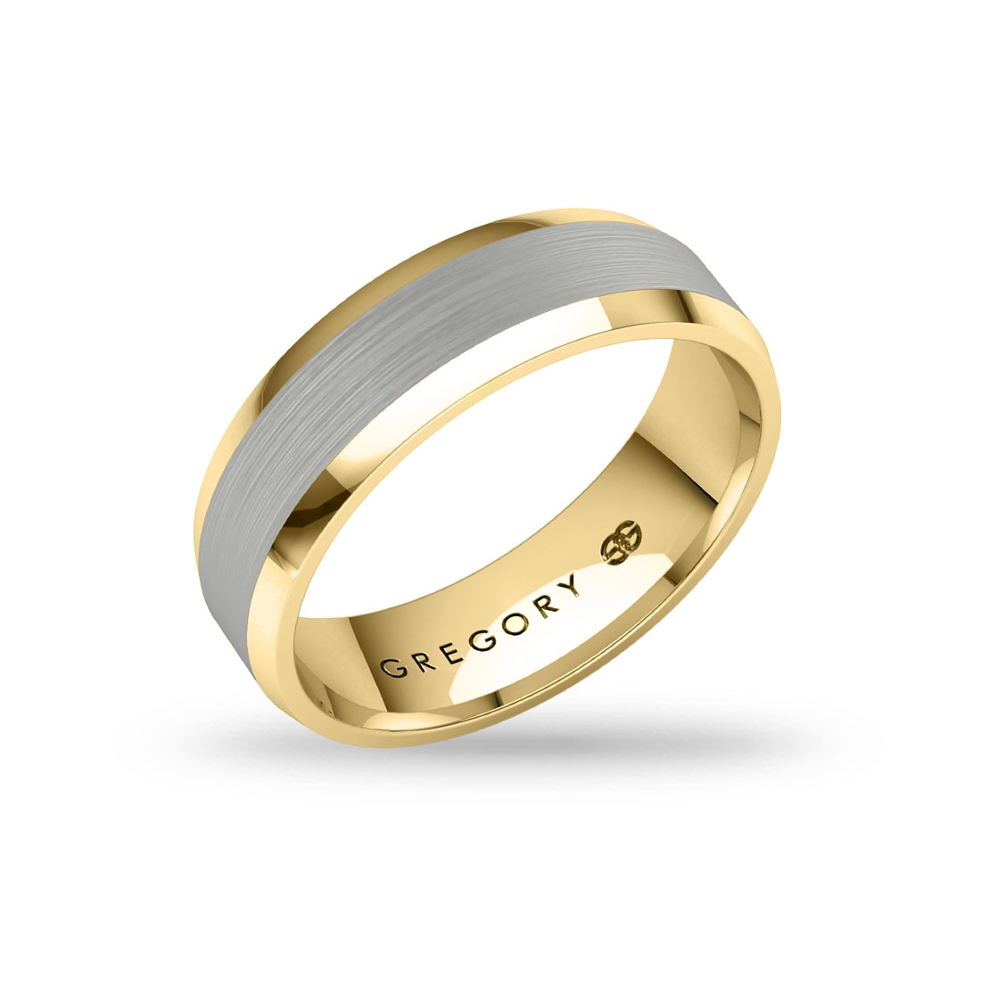 White & Yellow Gold Modern Wedding Band - Gregory Jewellers