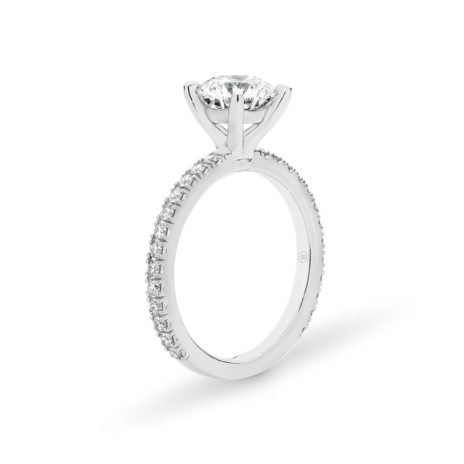 Round Brilliant Diamond Band Engagement Ring - A2271 Four Claw