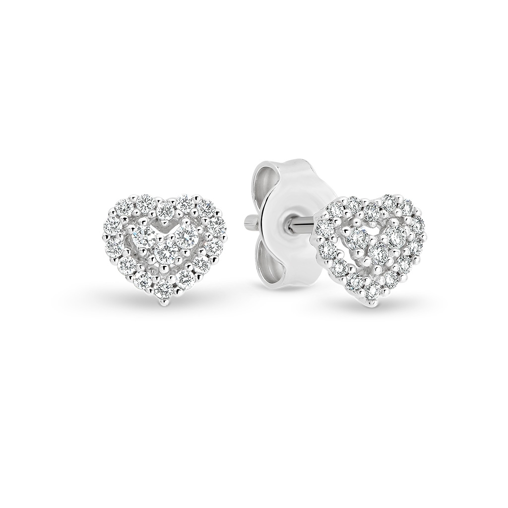 Petite Heart Diamond Cluster Stud Earrings - Gregory Jewellers