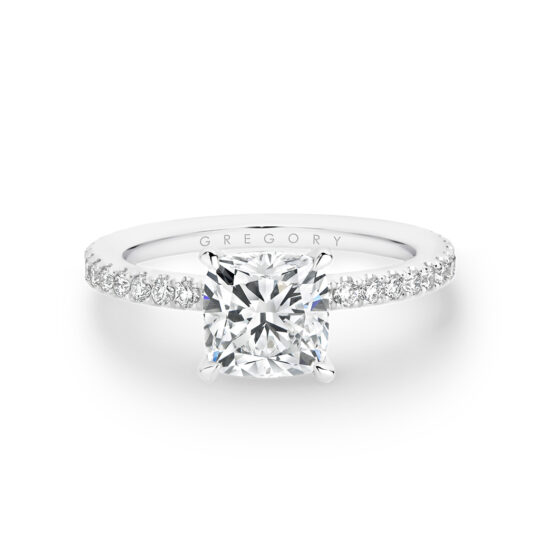 Cushion Square Diamond Band Engagement Ring - Gregory Jewellers