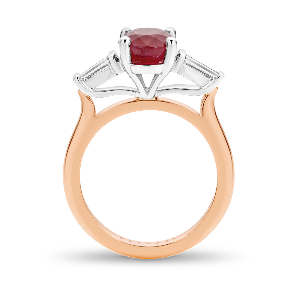 Oval Ruby and Diamond Trilogy Ring - E952