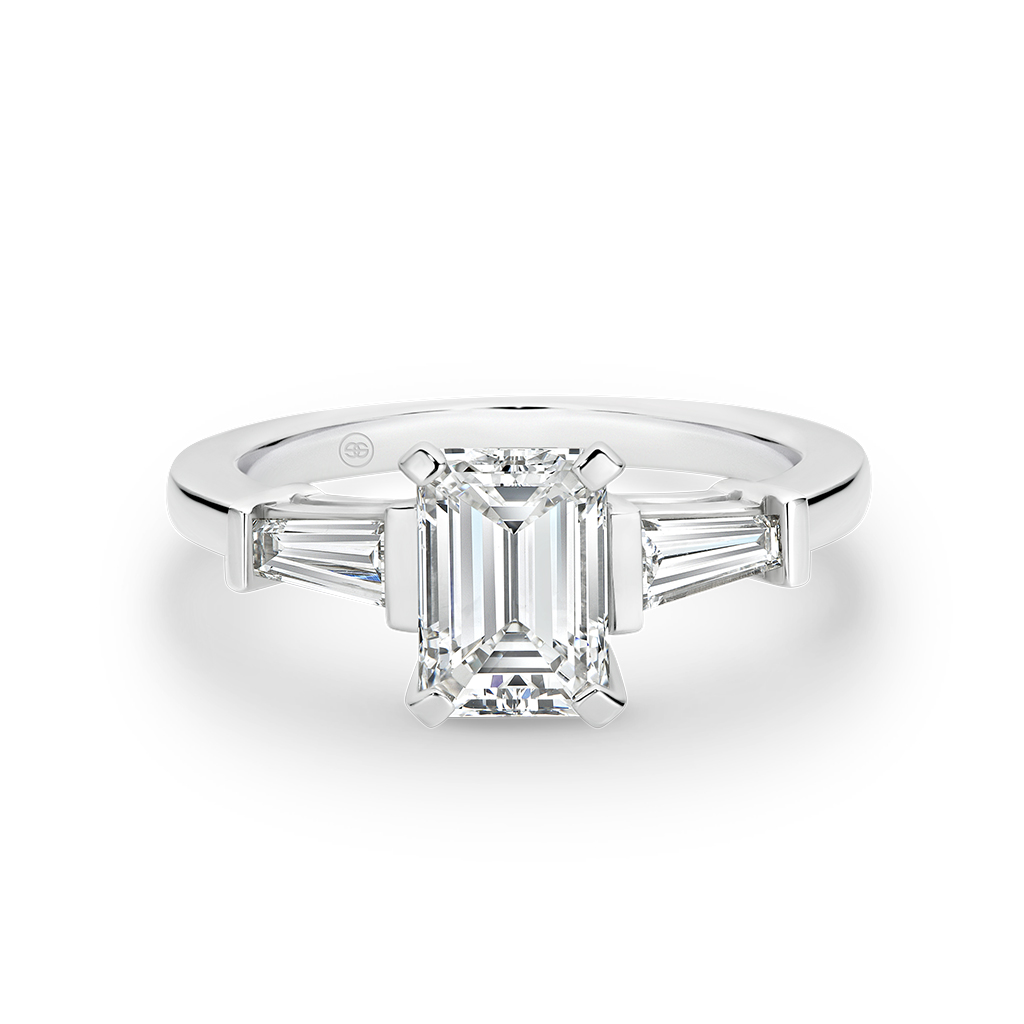 14k Yellow Gold Custom Emerald Cut And Tapered Baguette Diamond Engagement  Ring #106143 - Seattle Bellevue | Joseph Jewelry