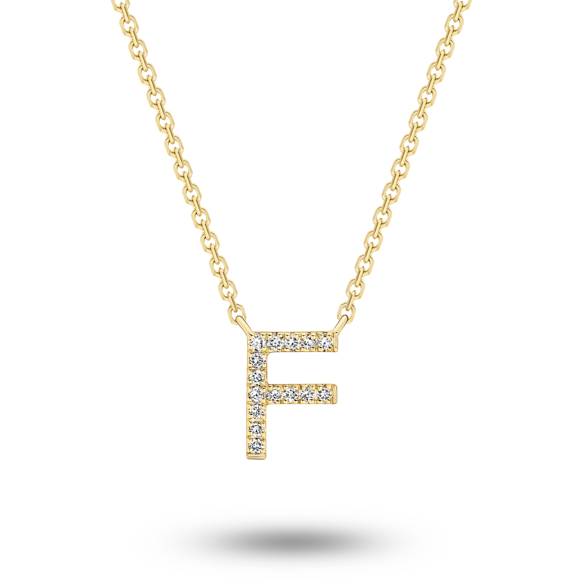 18K Diamond Set Initial F Necklace