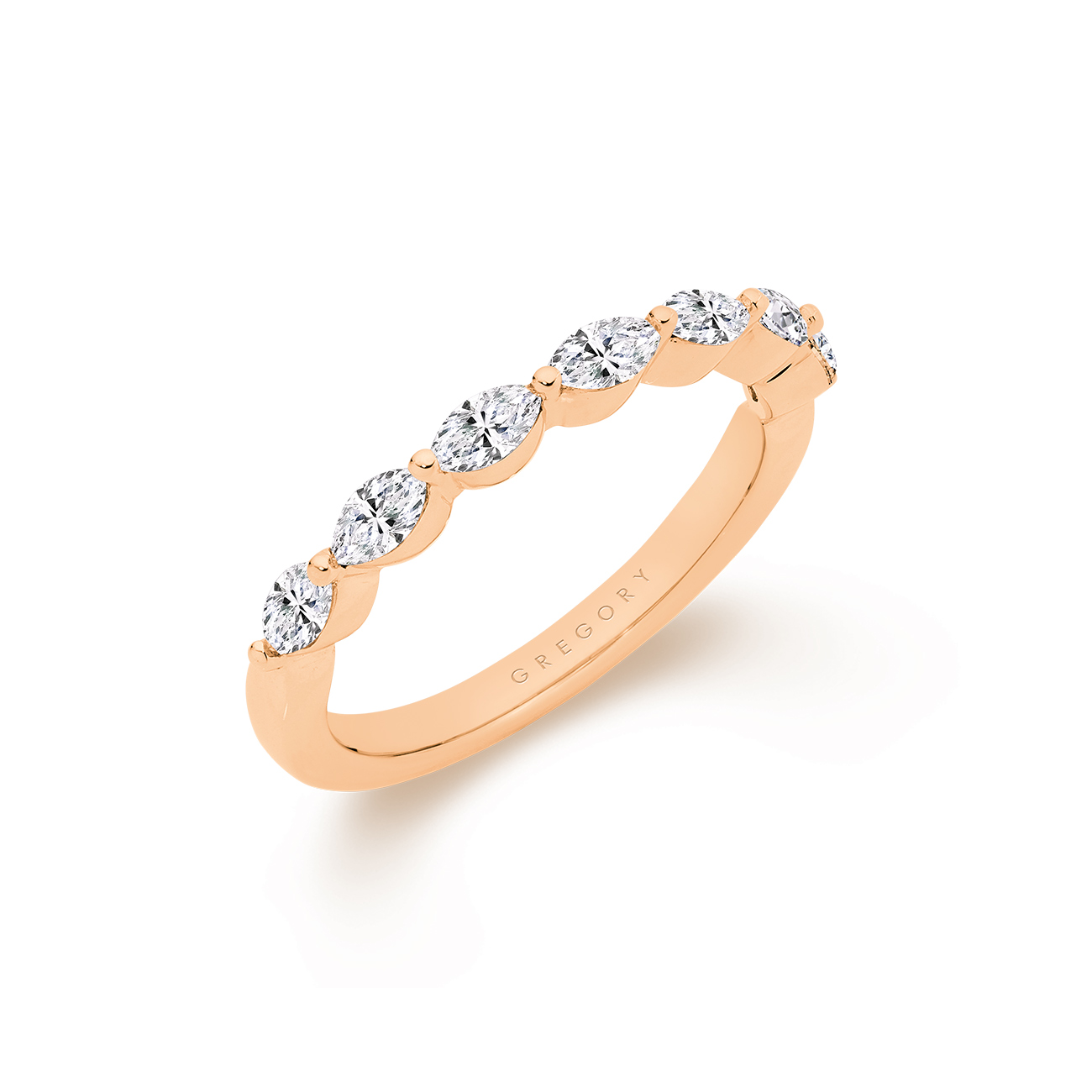 18K Yellow Gold Claw Set Marquise Diamond Band