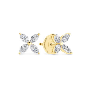 18K Yellow Gold Marquise Diamond Petal Stud Earrings N539C-YG