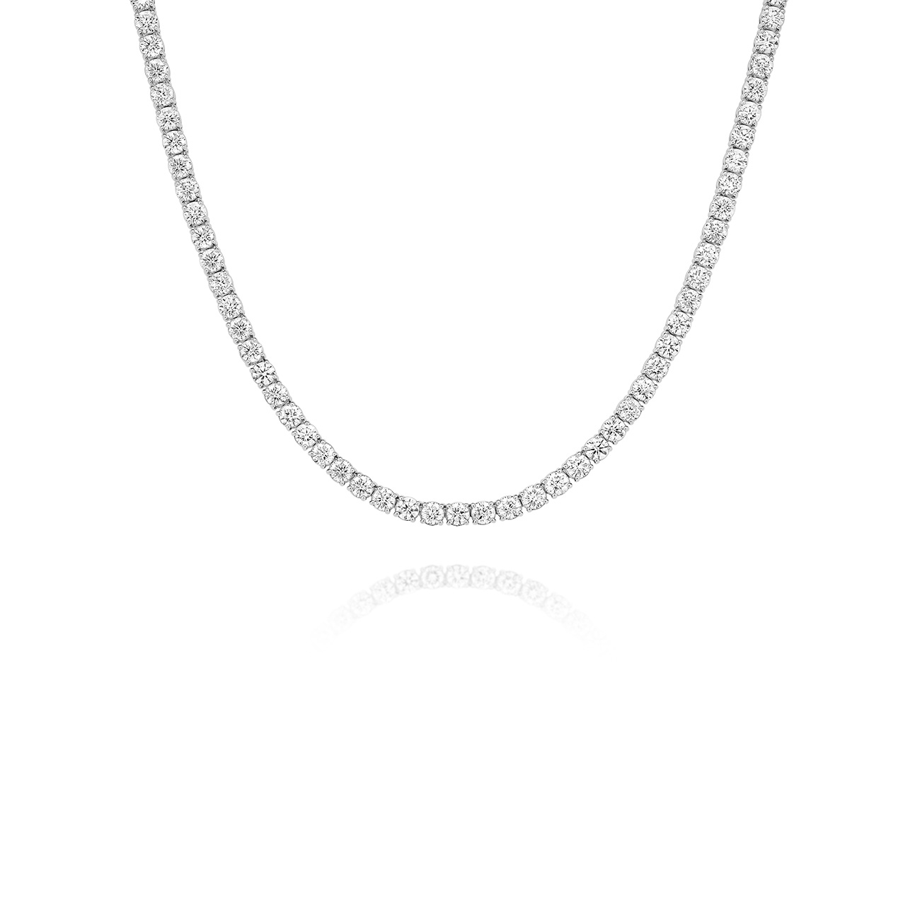 15.00ct Round Brilliant Lab Diamond Tennis Necklace In 18K White Gold