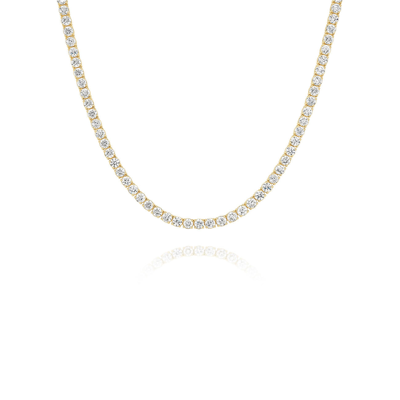 15.00ct Round Brilliant Lab Diamond Tennis Necklace In 18K Yellow Gold