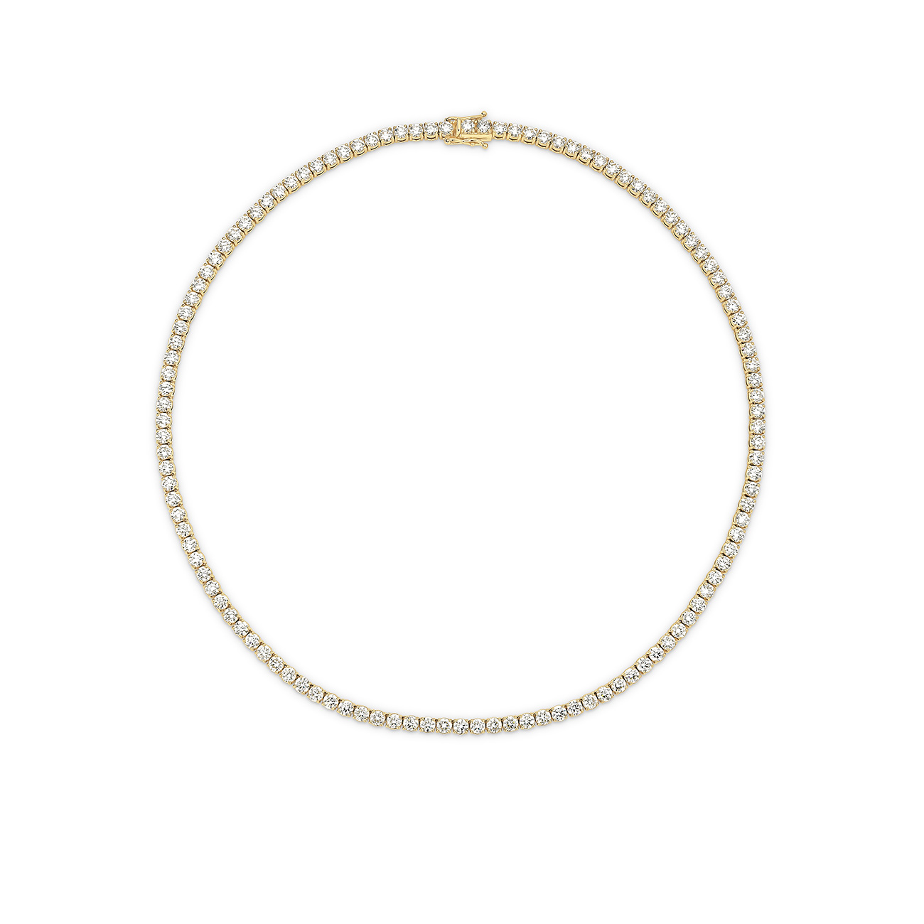 15.00ct Round Brilliant Lab Diamond Tennis Necklace In 18K Yellow Gold