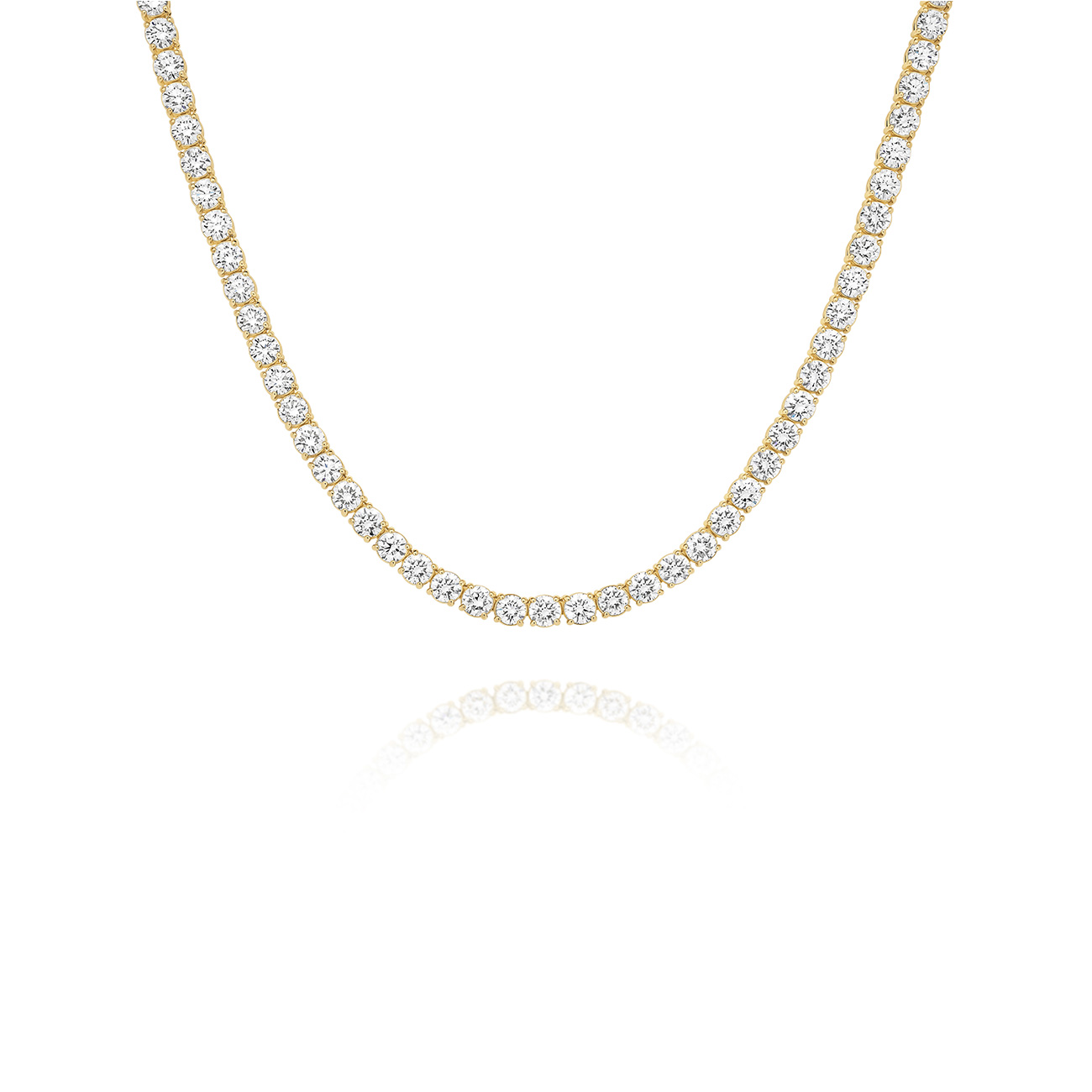 20.00ct Round Brilliant Lab Diamond Tennis Necklace In 18K Yellow Gold