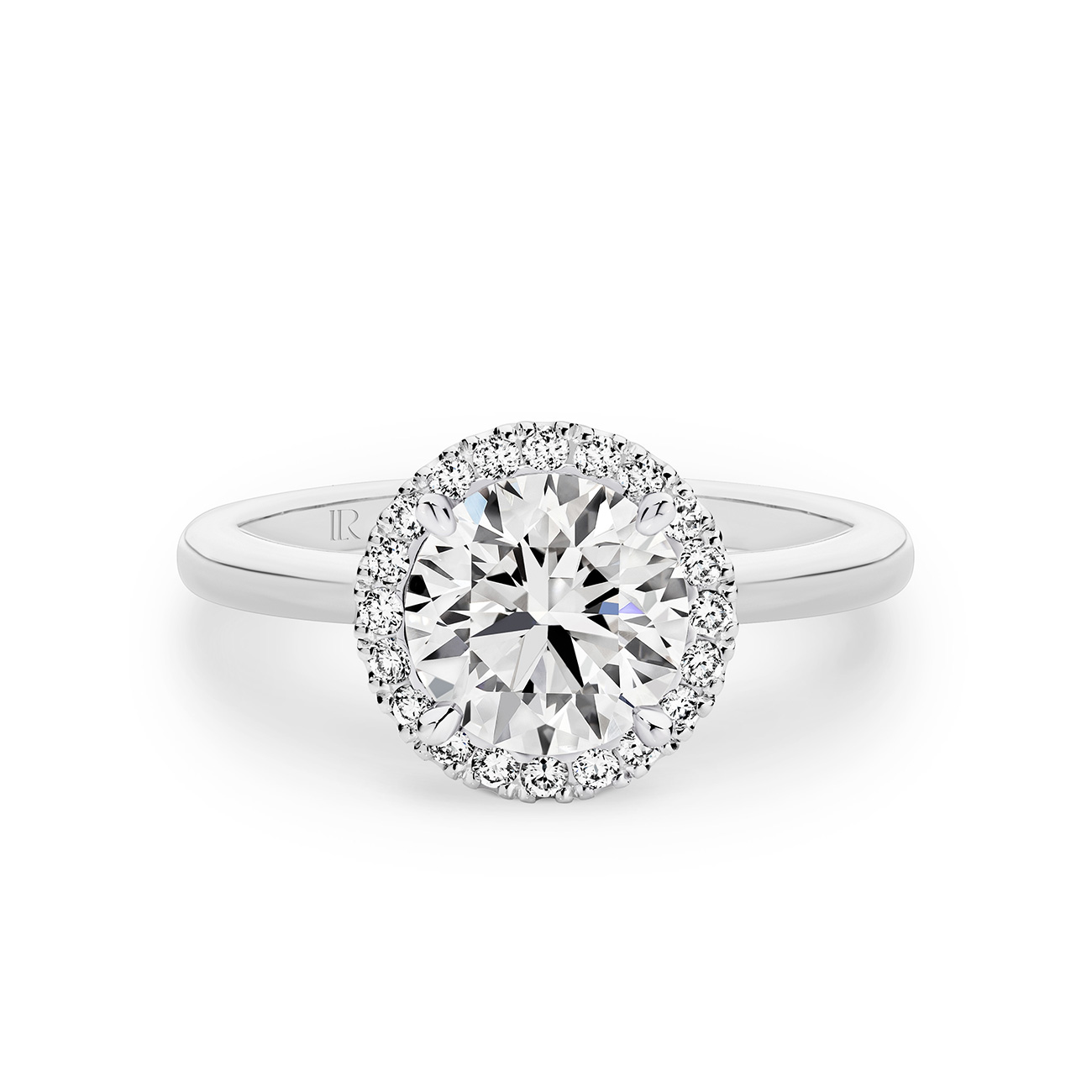 Infinity Round Brilliant Lab Diamond Halo Engagement Ring In 18K White Gold