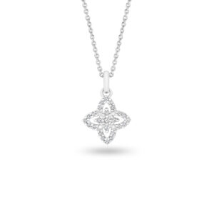 Diamond Clover Pendant in 18K White Gold - 234229-WG