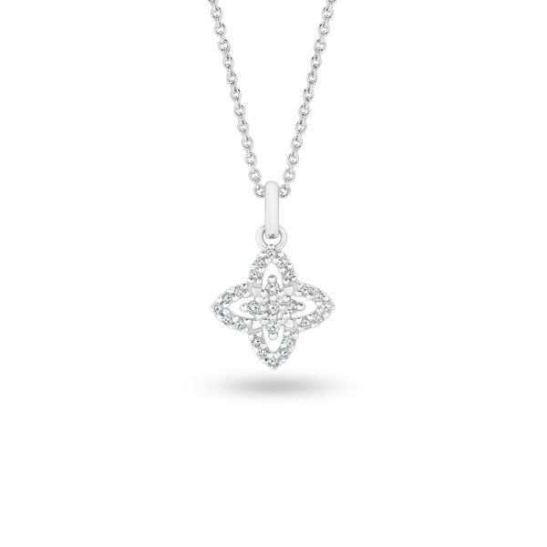 Diamond Clover Pendant in 18K White Gold - 234229-WG