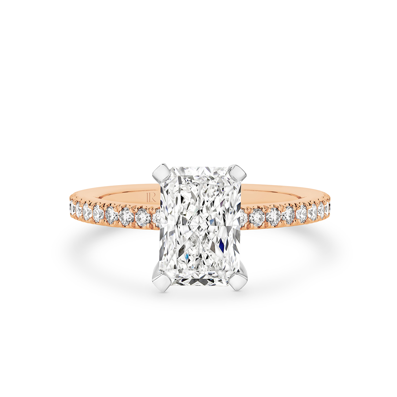 Destiny Radiant Cut Lab Diamond Hidden Halo Engagement Ring In 18K Rose Gold