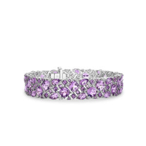 Amethyst & Diamond Fancy Bracelet In 18K White Gold TB0635-1