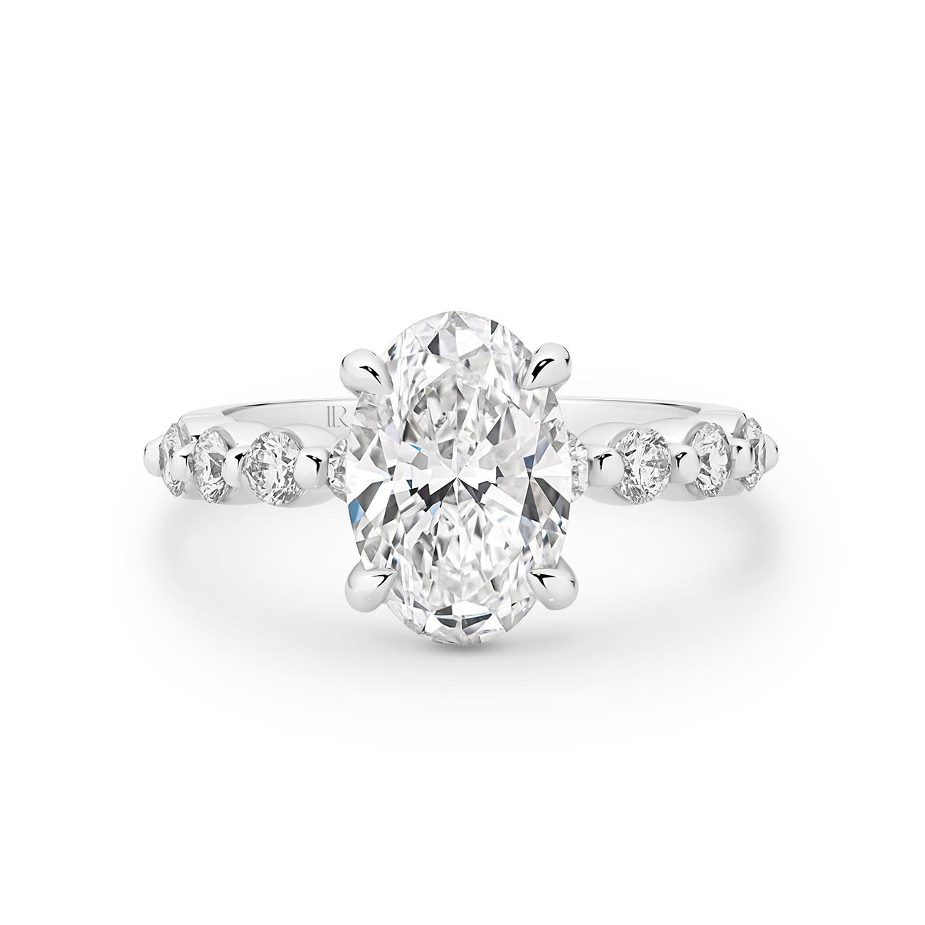 Serenity Oval Brilliant Lab Diamond Band Engagement Ring In 18K White Gold