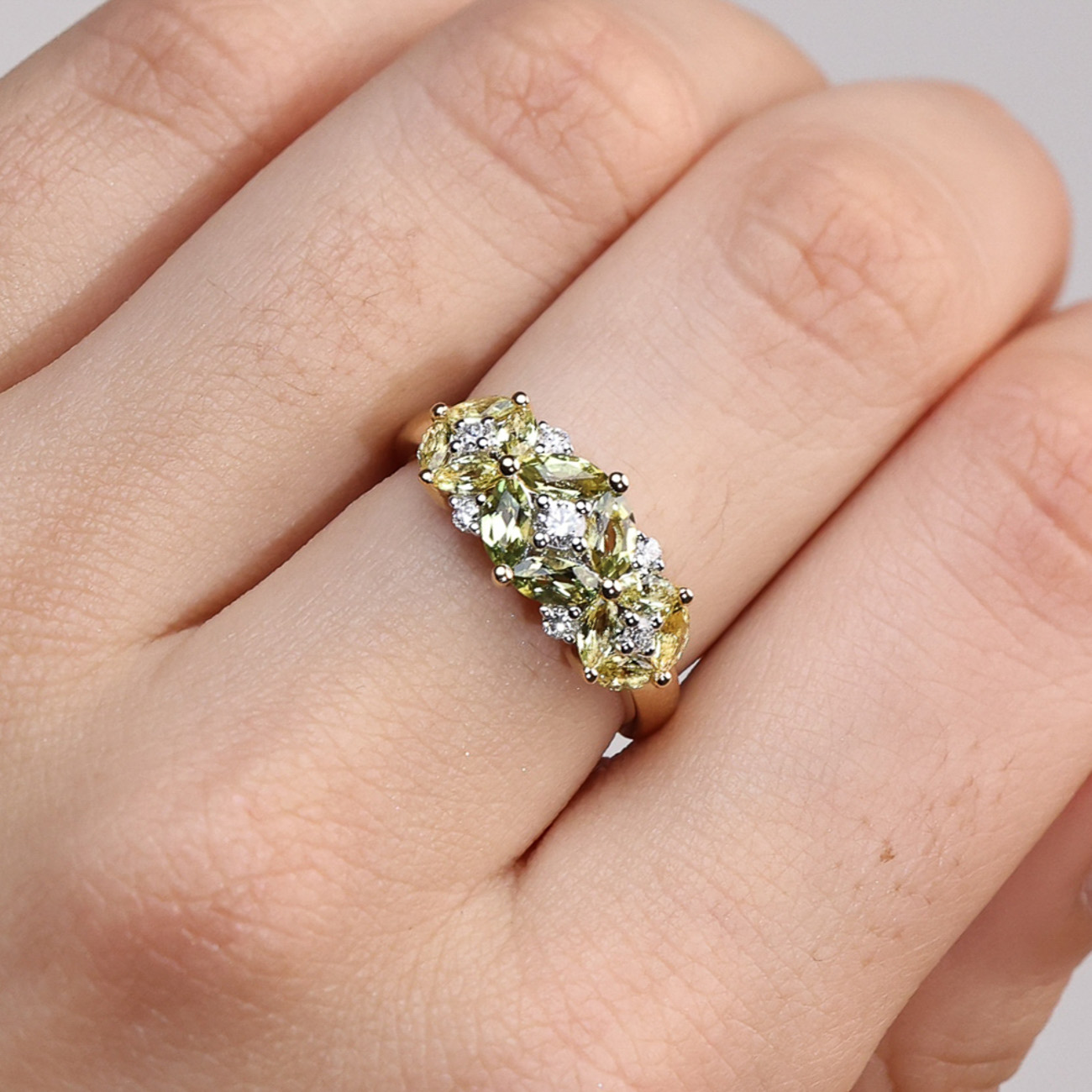 Yellow Australian Sapphire Primrose Ring