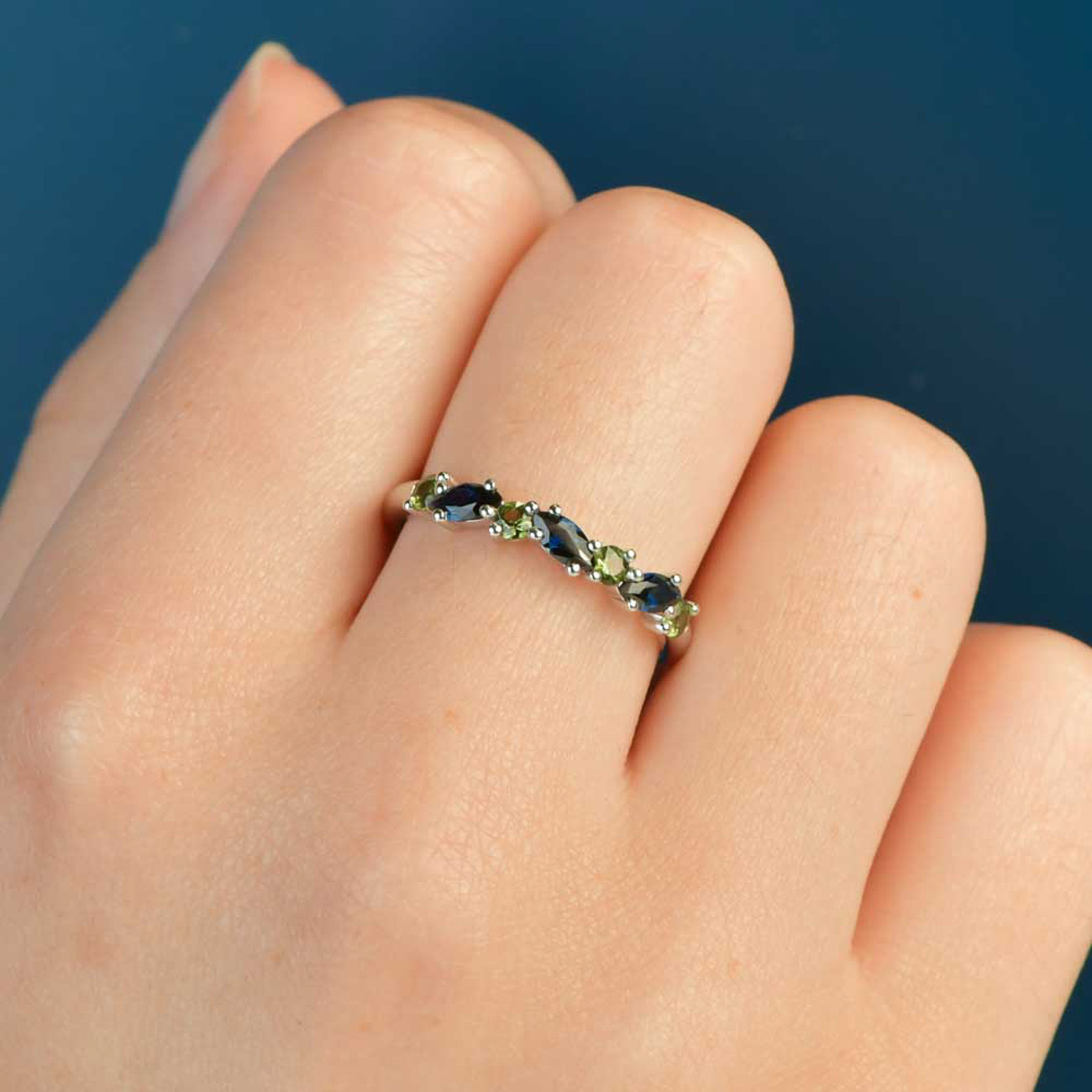 Blue &#038; Green Australian Sapphire Nora Ring