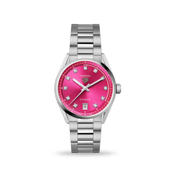 TAG Heuer Carrera Date 36mm Pink DIal with diamonds - WBN2318.BA0001