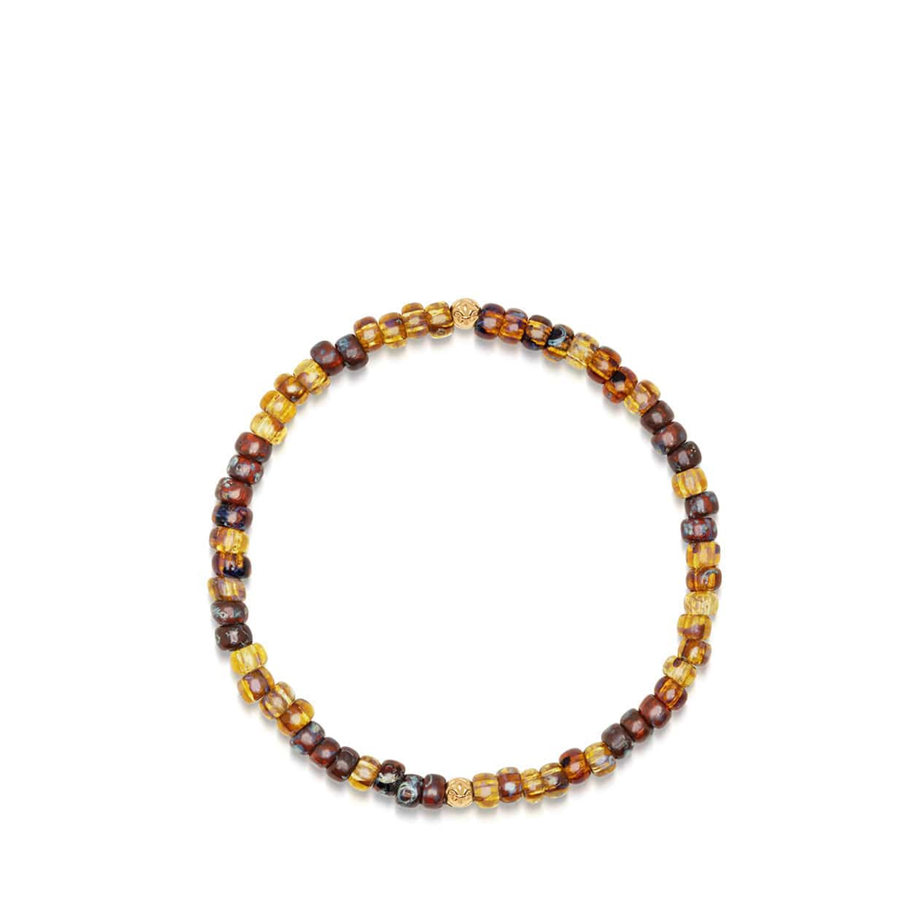 Nialaya Men&#8217;s Wristband with Amber Miyuki Beads