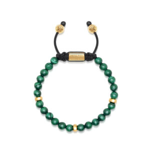 Nialaya Men's Beaded Bracelet with Malachite and Gold | MBG6_002