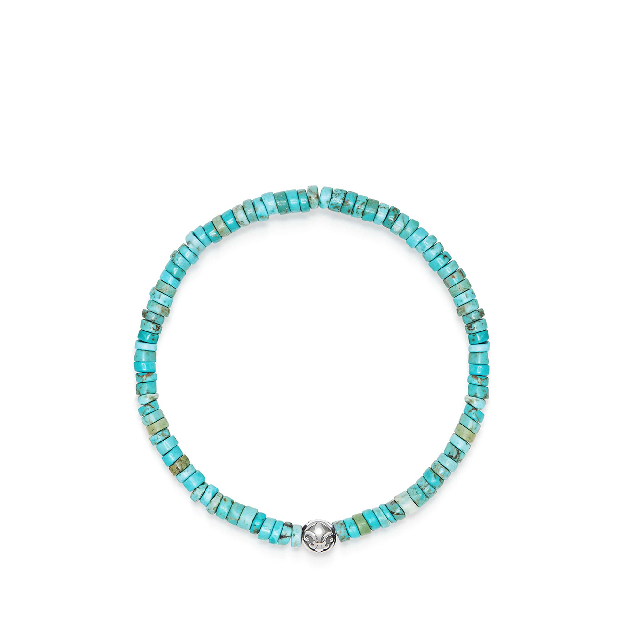 Nialaya Men&#8217;s Wristband with Turquoise Heishi Beads