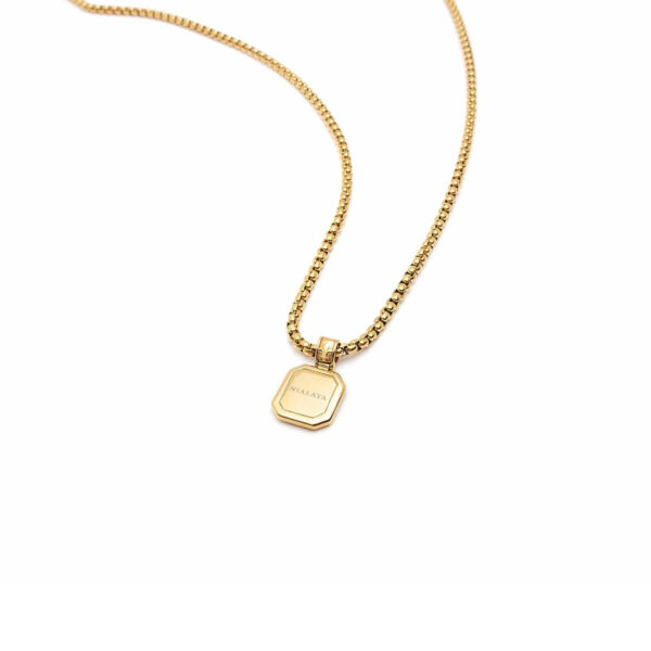 Nialaya Gold Necklace with Square Onyx Pendant - MNEC_110