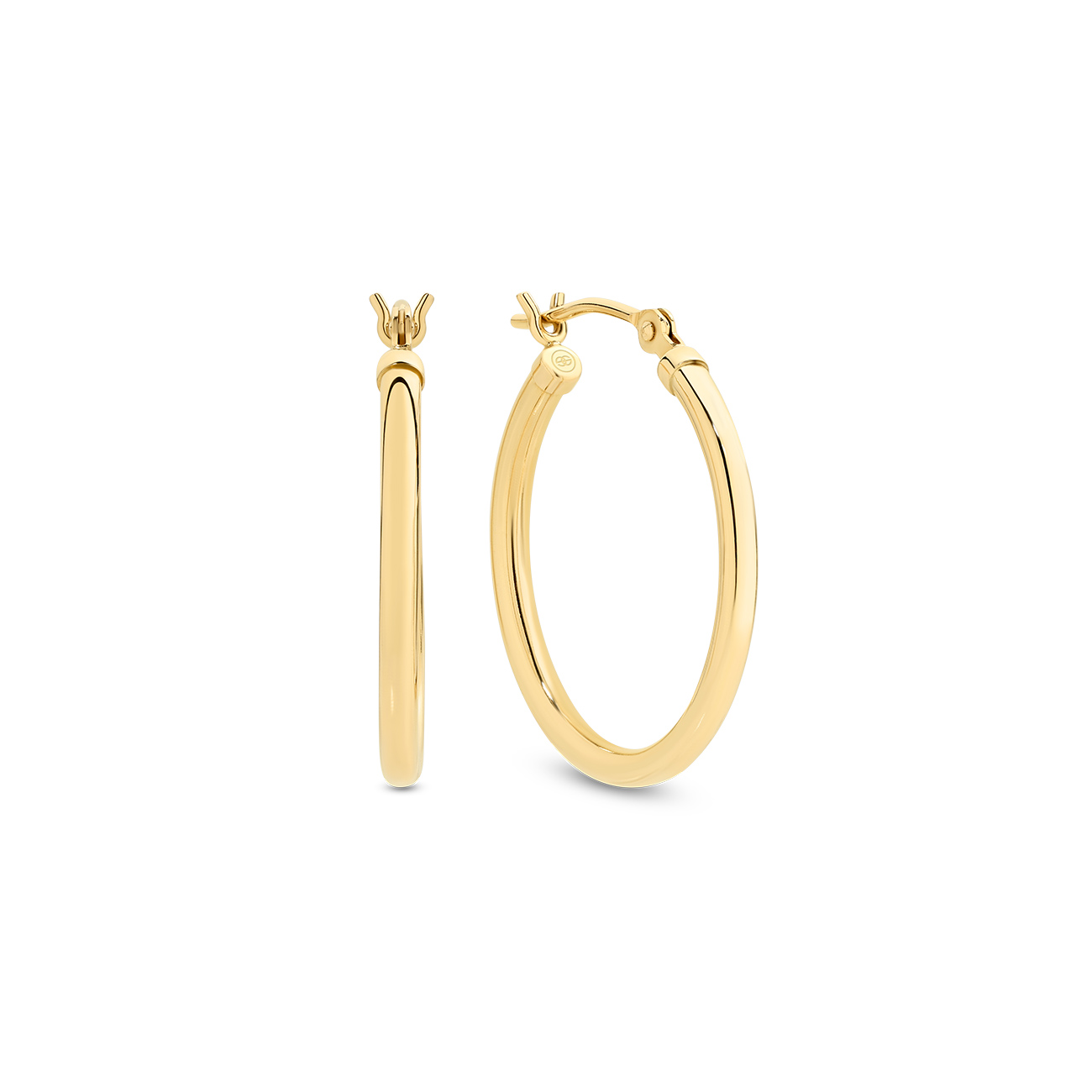 18K Yellow Gold Rounded Hoop Earrings &#8211; Large