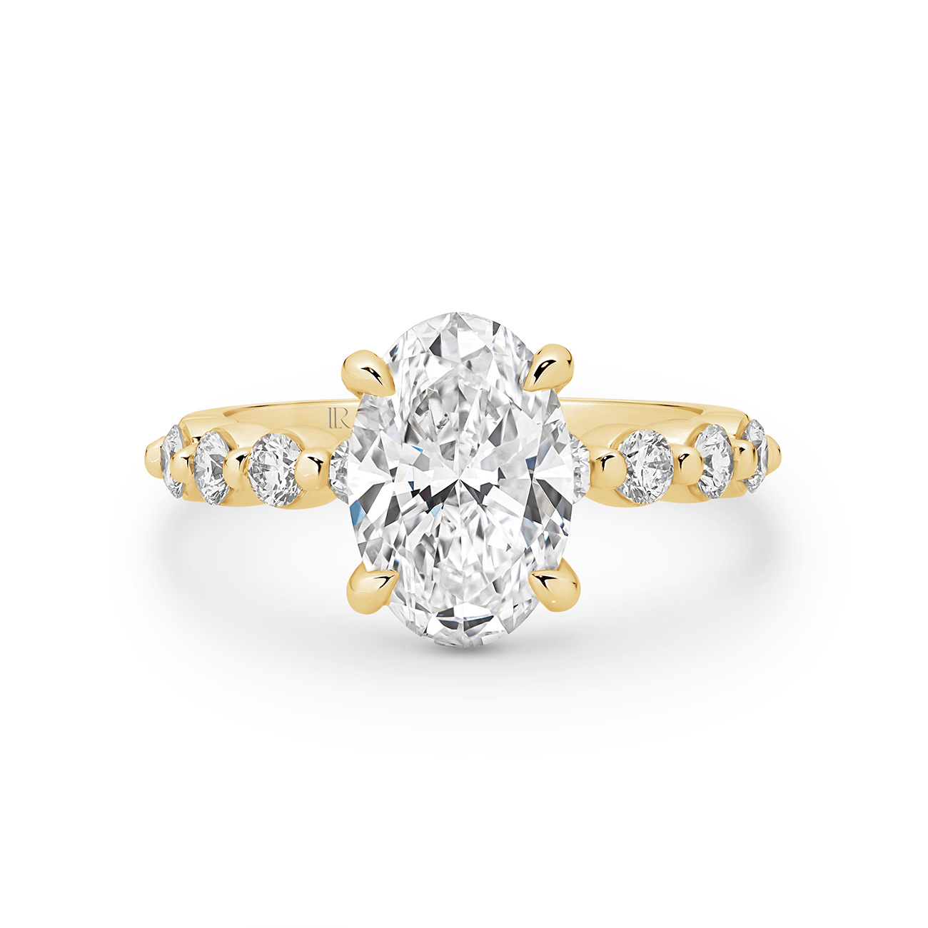 Serenity Oval Brilliant Lab Diamond Band Engagement Ring In 18K Yellow Gold