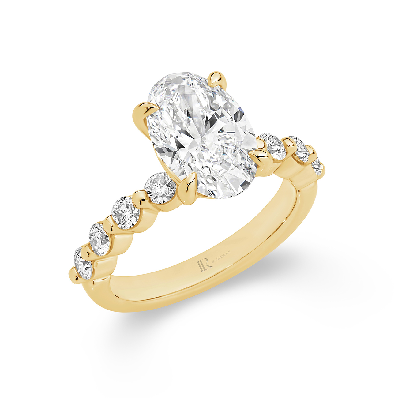 Serenity Oval Brilliant Lab Diamond Band Engagement Ring In 18K Yellow Gold