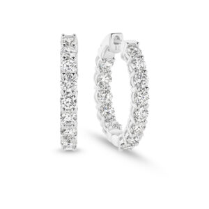 Round Brilliant Lab Diamond Claw Set Classic Hoop Earrings In 18K White Gold 5.30ct