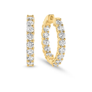 Round Brilliant Lab Diamond Claw Set Classic Hoop Earrings In 18K Yellow Gold 5.50ct