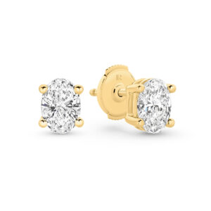 Classic Solitaire Oval Brilliant Lab Diamond Stud Earrings