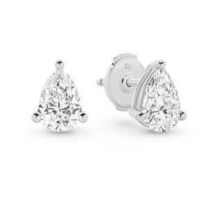 Classic Solitaire Pear Brilliant Lab Diamond Stud Earrings - LR-ESPE50-WG