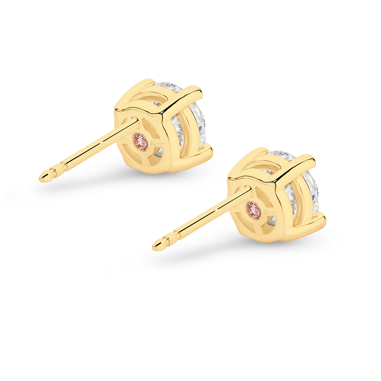 Classic Solitaire Round Brilliant Lab Diamond Stud Earrings In 18K Yellow Gold 2.00ct