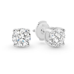 Classic Solitaire Round Brilliant Lab Diamond Stud Earrings In 18K White Gold 1.50ct - LR-ESRBC75-WG