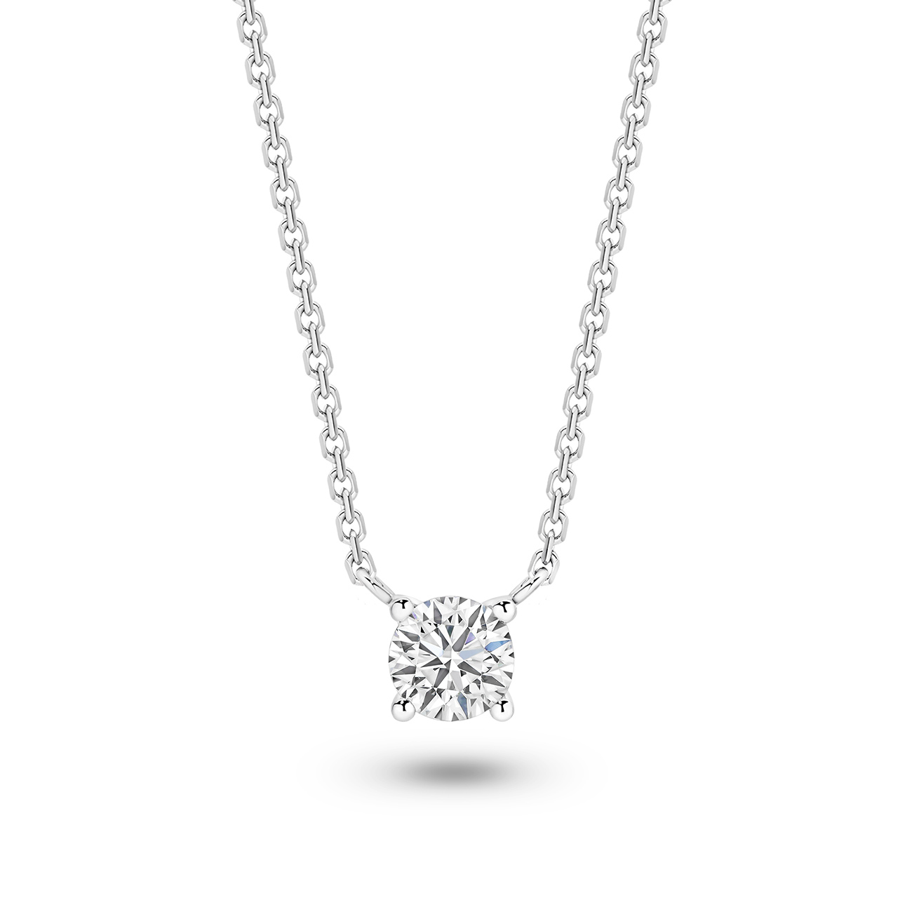 Classic Solitaire Round Brilliant Lab Diamond Necklace In 18K White Gold 0.50ct