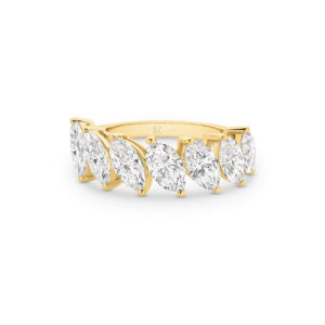 Marquise Lab Diamond Claw Set Band In 18K Yellow Gold- Large - LR-RHMQ50N-YG