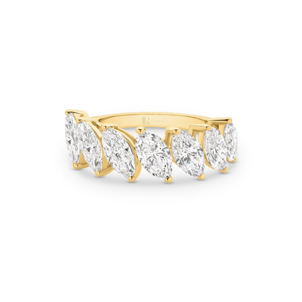 Marquise Lab Diamond Claw Set Band In 18K Yellow Gold- Large - LR-RHMQ50N-YG