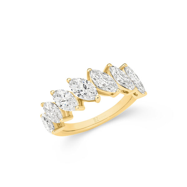 Marquise Lab Diamond Claw Set Band In 18K Yellow Gold- Large - LR-RHMQ50N-YG