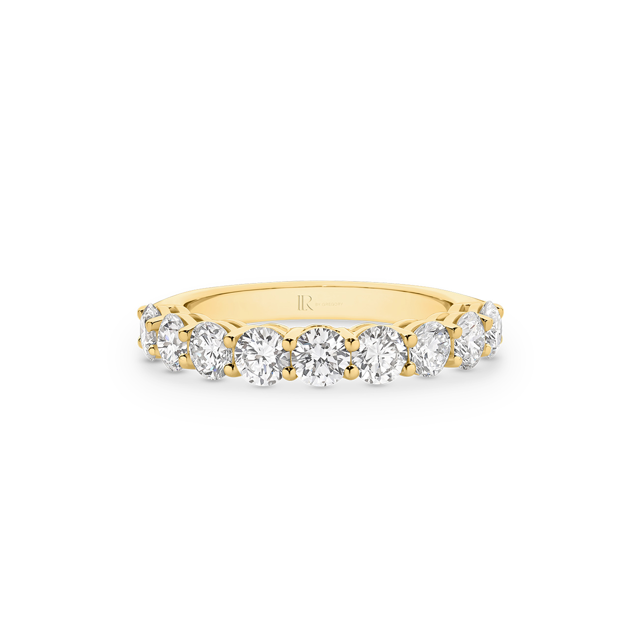 Round Brilliant Lab Diamond Claw Set Band In 18K Yellow Gold - Small