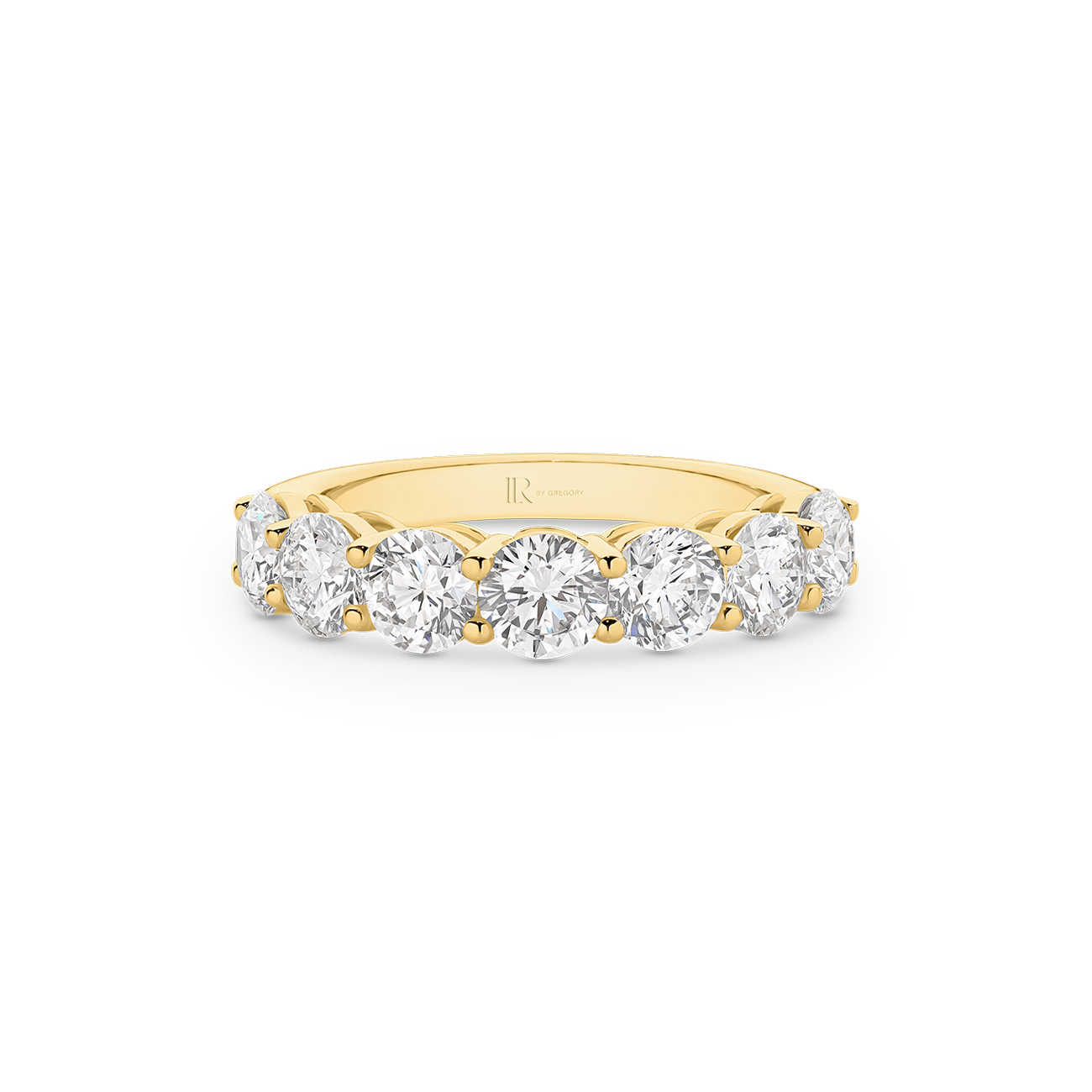 Round Brilliant Lab Diamond Claw Set Band In 18K Yellow Gold - Large