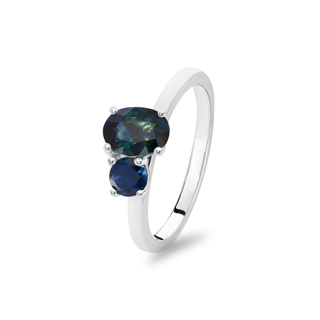 Blue Teal &#038; Blue Australian Sapphire Toi Et Moi Ring