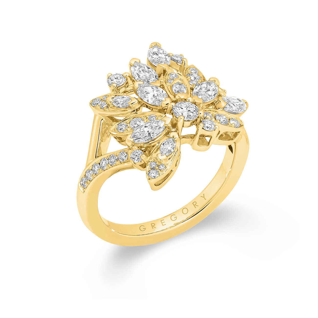 Marquise &#038; Round Pave Diamond Enchanted Ring in 18K Yellow Gold